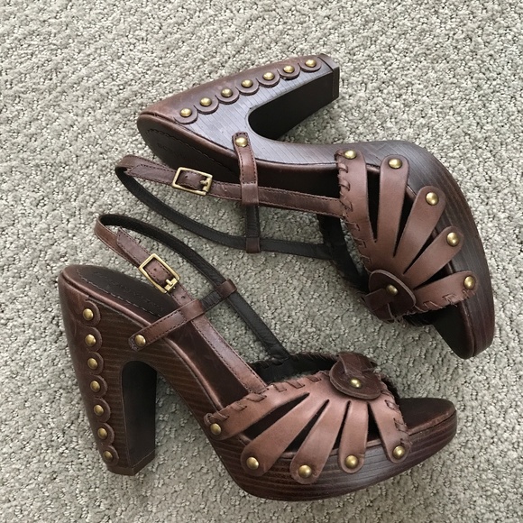 BCBGMaxAzria Shoes - BCBGMaxAzria Leather, Wood, & Studs Sexy Platform